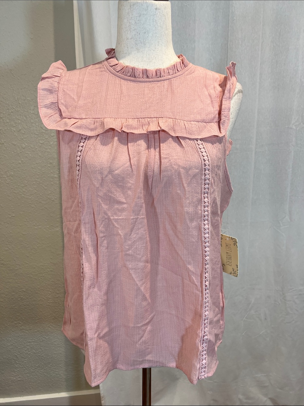Sweet Wanderer Blush Pink Ruffle-Trim Sleeveless Camisole